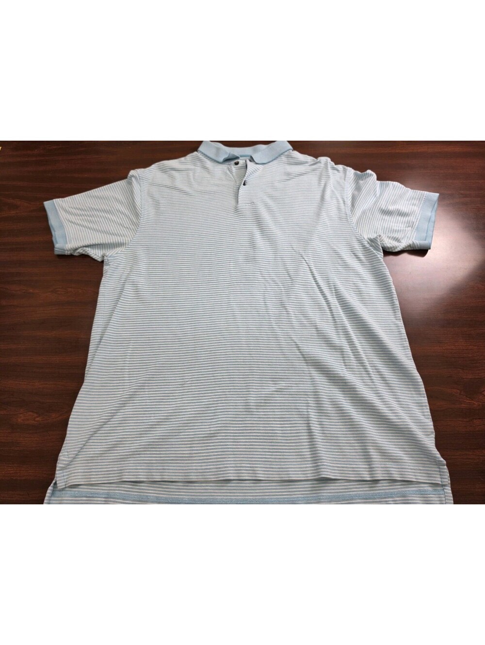 Jos A Bank Stays Cool Polo Shirt Mens XL Blue White Striped Golf Casual Prep
